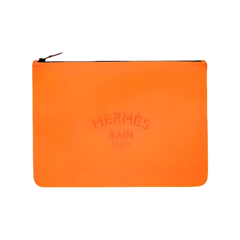 HERMES Polyamide Clutch Large Size Women's Orange-0