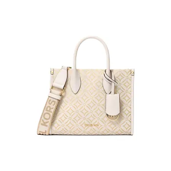 MICHAEL KORS Mirella Polyester Tote Bag, Shopping Bag, Shoulder Bag, Crossbody Bag, Handbag Trumpets Women's Milk White