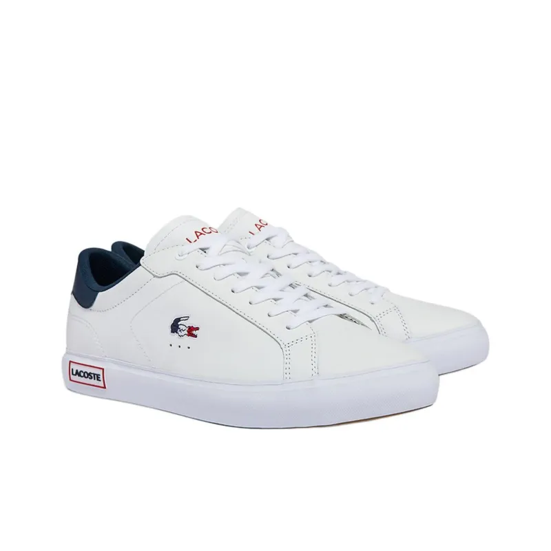 LACOSTE Anti Slip Wear Resistant Low Top Skateboard Shoes Men's White Blue-1