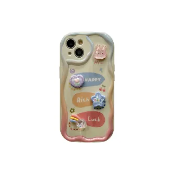 Sopi TPU Material Pink Blue Edge Text Chain Phone Cases Compatible With IPhone 15 Pro Max/Apple 13/14 Pro Max/12 Series