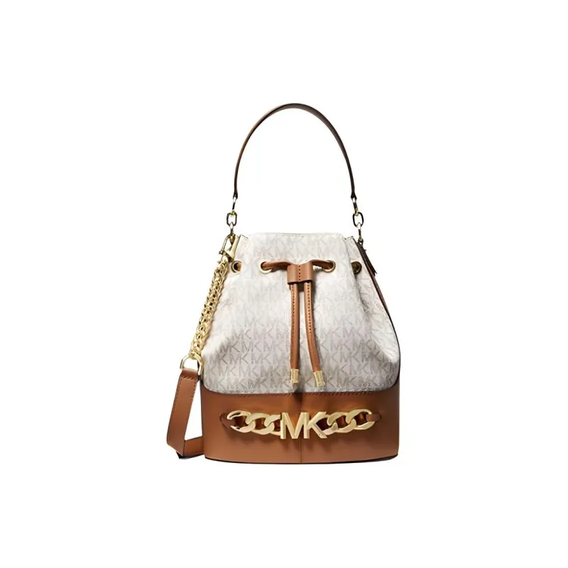 MICHAEL KORS Artificial Leather Bucket Bags One Shoulder Handbags Women's Vanilla White Acorn Brown Multicolor-0