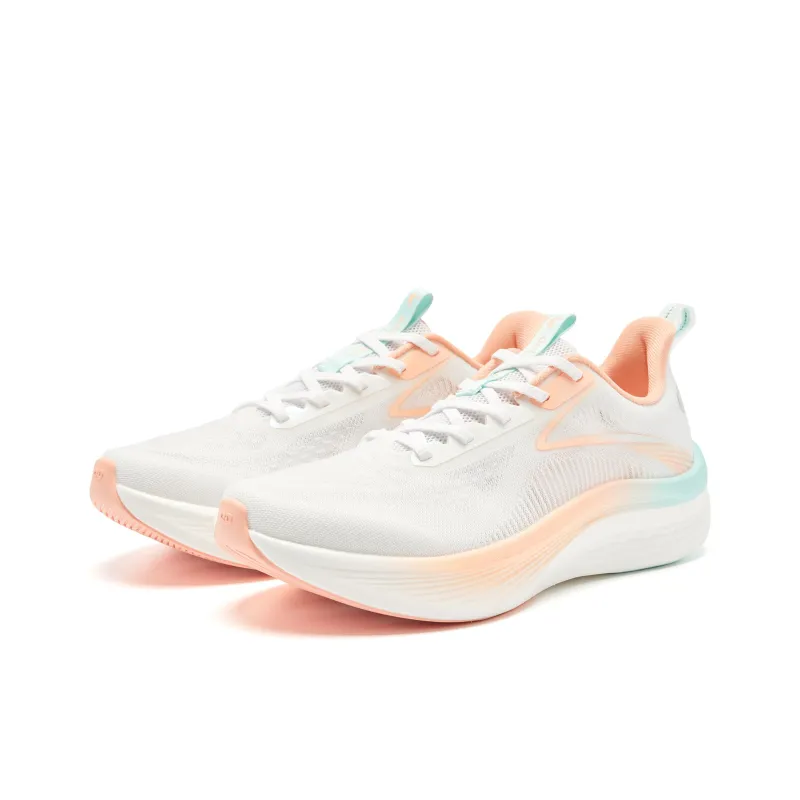 QIAODAN Light Speed 5.0 Cushioned Slip-Resistant Abrasion-Resistant Low-Top Casual Running Shoes Women's White Pink-2