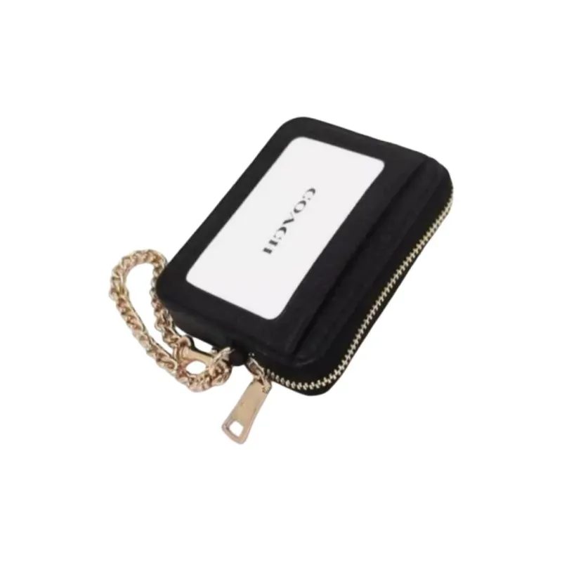 COACH Card Case Pebbled Cow Leather Document Wallet Card Holders Mini Women's Dark Green-2