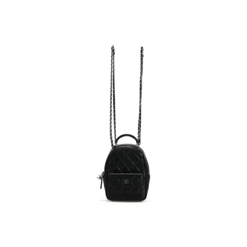CHANEL Grain Cow Leather Backpack Mini Women's Black