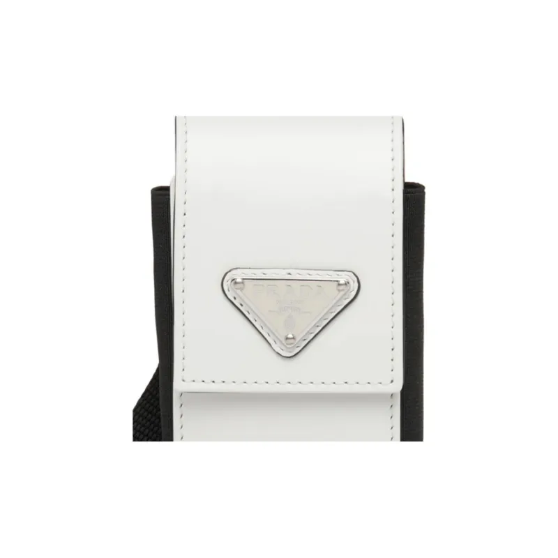 PRADA Leather Cell Phone Pouch Men's White-2