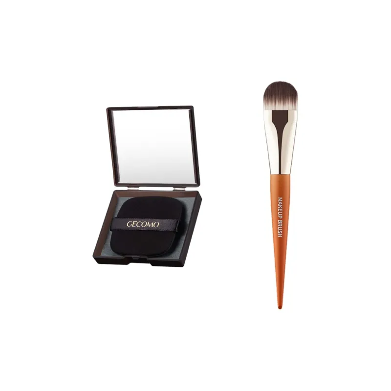 GECOMO Tongue Shaped Foundation Brush+Oil Absorbing Paper Combination, Built in Mirror Powder Puff, Makeup Tool-4