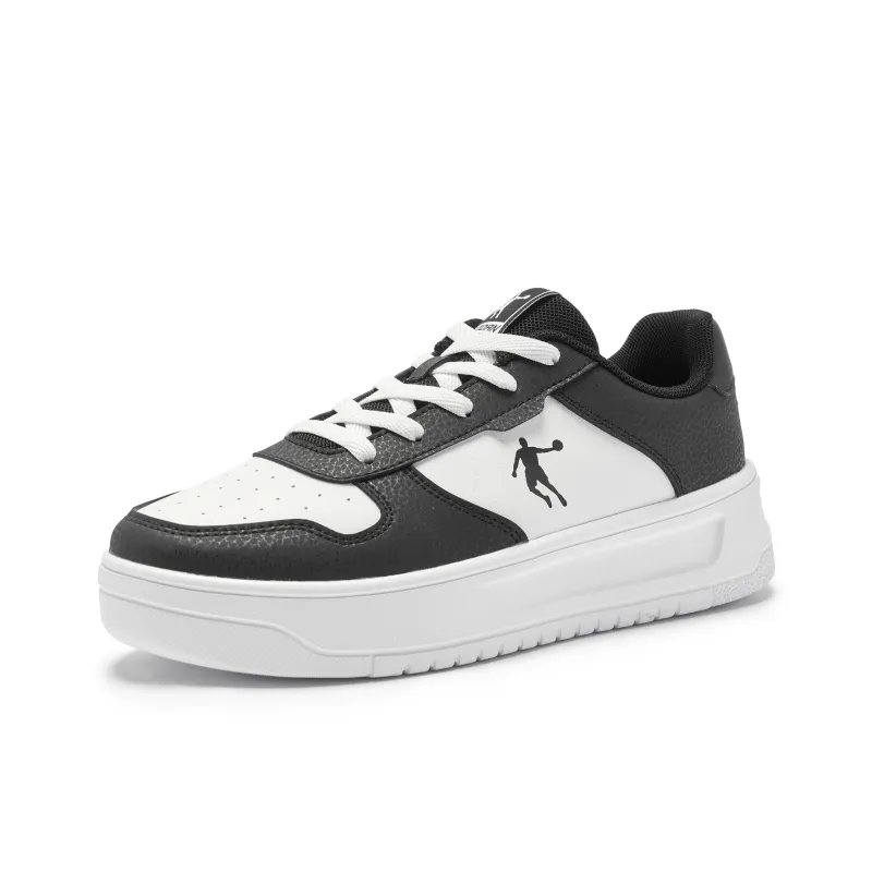 QIAODAN Anti-Slip And Wear-Resistant Breathable Low-Top Skateboard Shoes Women's White Black-2
