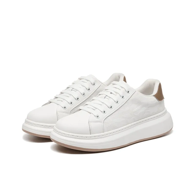 Haobin Cushioning Wear Resistant Low Top Skateboard Shoes Unisex White-3