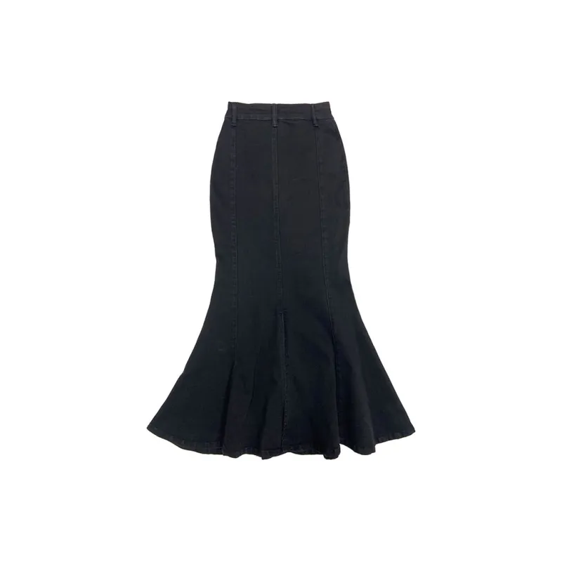ZAZN Denim Long Skirts Women's Black-1