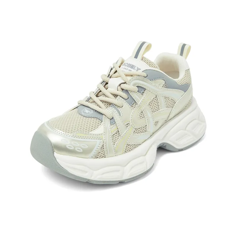 COMELY Chunky Sneakers Women's Low Top Silver/Gold-6