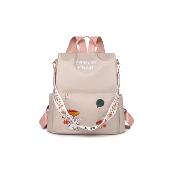 BGAY Nylon Backpack Regular Women's Ecru/Black/Pink