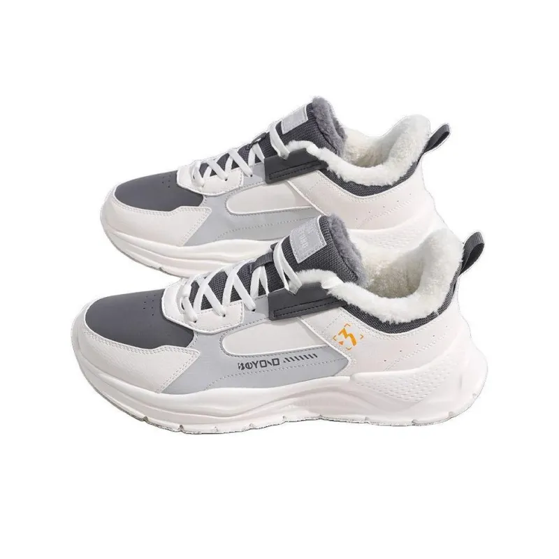 361° Slip-Resistant Warm Low-Top Casual Shoes Men's White Gray-1