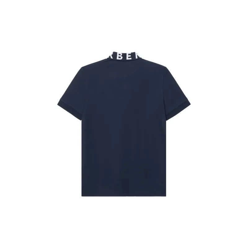 Burberry SS23 Logo Print Short Sleeve Polo Shirt Navy Blue-1