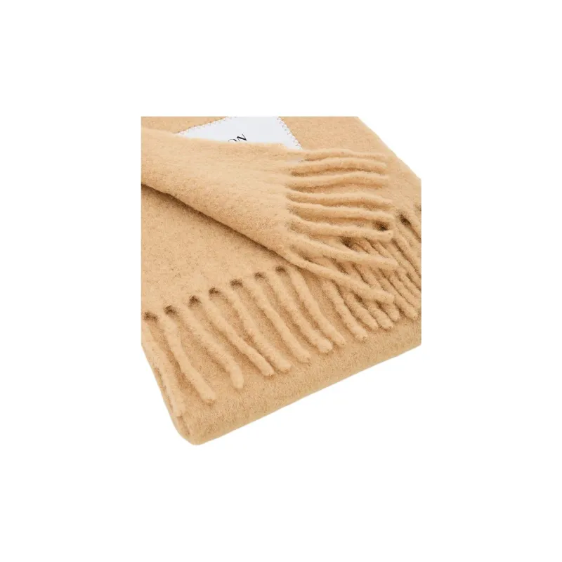 Maison Kitsune Logo Patch Fringed Knit Scarf-4