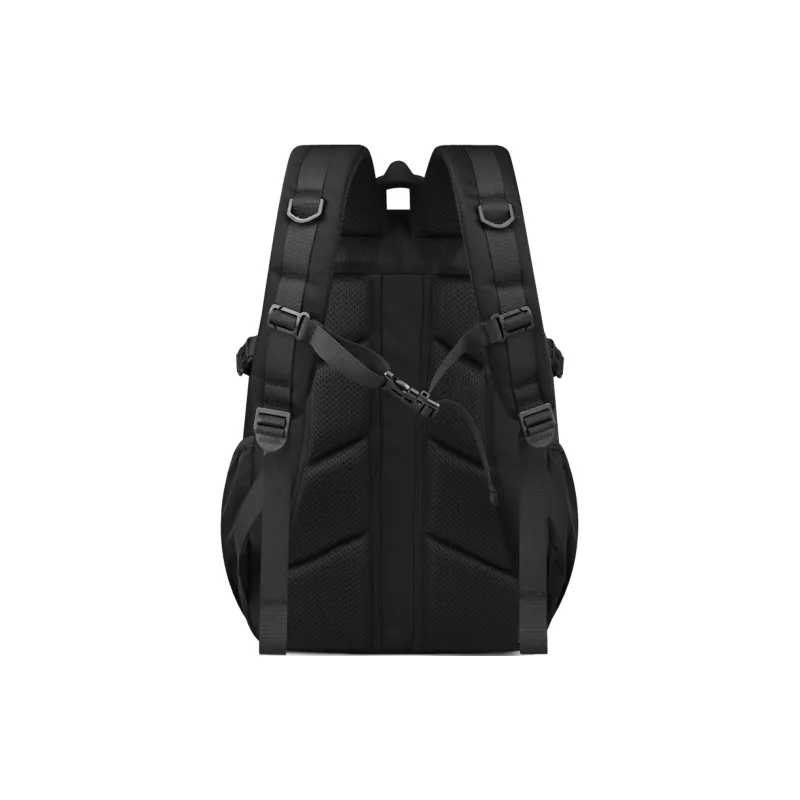 EDISON Nylon Middle And High School Student Backpack Large Size Unisex Black/Silver Gray/Purple-3