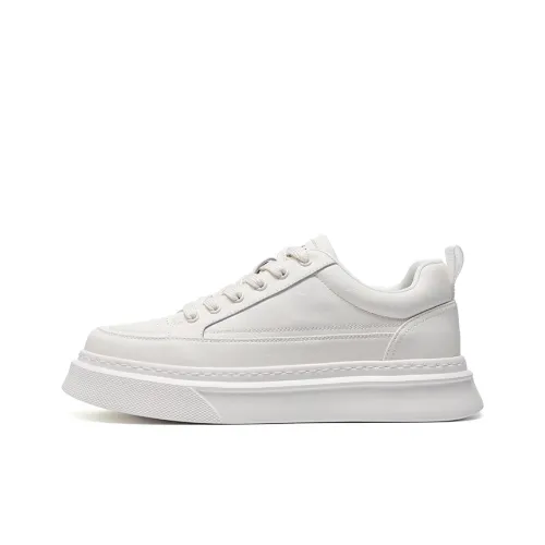 Haobin Anti Slip And Wear Resistant Height Increasing Low Top Skateboard Shoes Unisex White