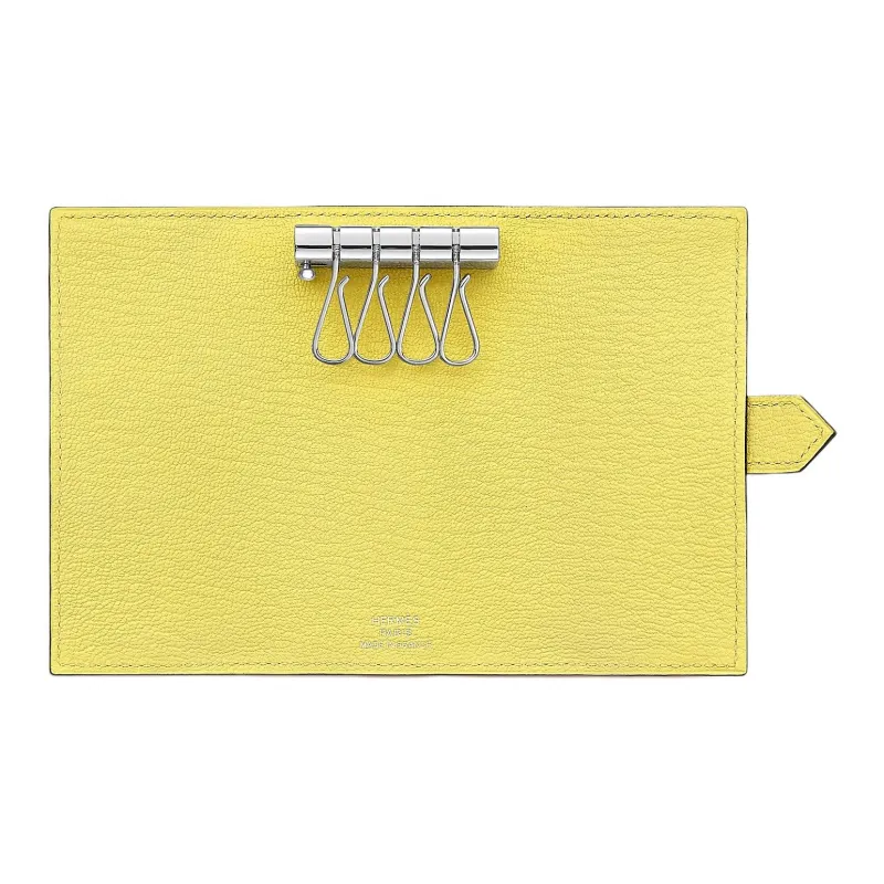 HERMES Bearn Mysore Goat Skin Key Pouch Unisex 0Y Limoncello Lemon Yellow-1