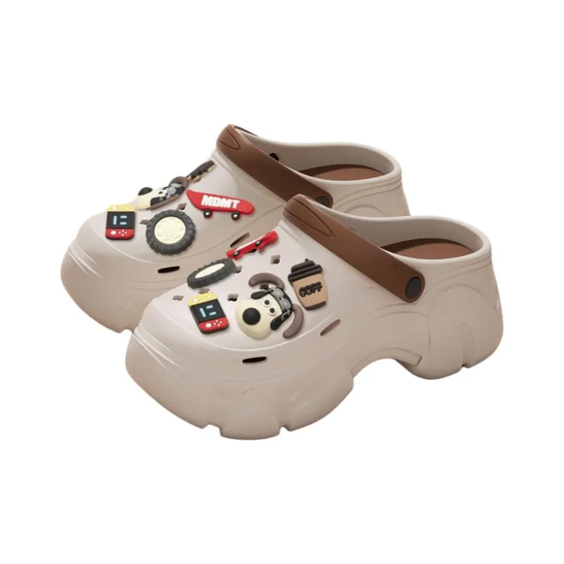 ECAC 8.0cm Height Increasing Summer Slip Resistant Platform Closed Toe Home Slippers-6