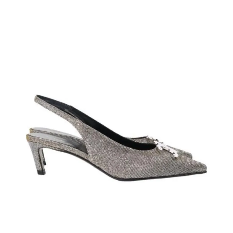 CELINE Slim Heel High Heels 5.5cm Women's Silver-2