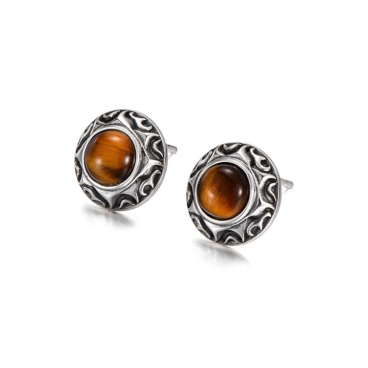 IDEAGEMER S925 Silver Stud Earrings Men's-7
