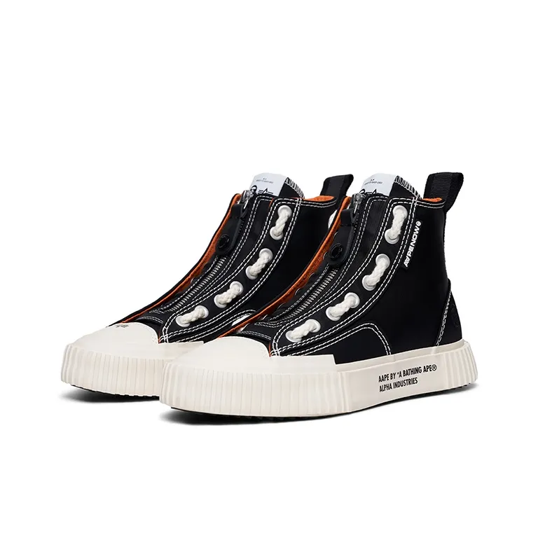 ALPHA INDUSTRIES x Aape Abrasion-Resistant High-Top Canvas Shoes Men's Black-1