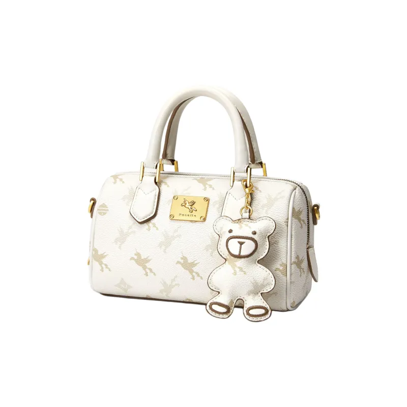 NUCELLE PVC Cylinder Bag Handbag Shoulder Bag Crossbody Bag Small Size Women's Ecru-2