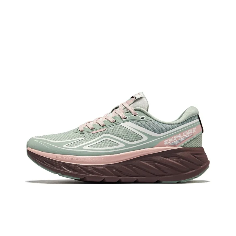 Erke Anti-Slip And Wear-Resistant Rebound Low-Top Trail Running Running Shoes Women's Jade Green Microcrystal White-0
