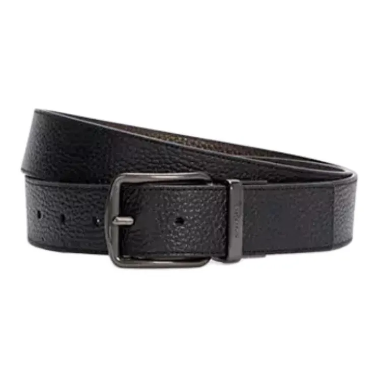 COACH Pebbled Leather Leather Belts Unisex Black 3.8CM-0