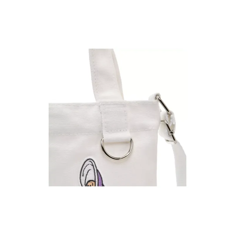 Disney Canvas Bag Tote Bag Shopping Bag Shoulder Bag Crossbody Bag Handbag Small Size Women's White & Purple-4