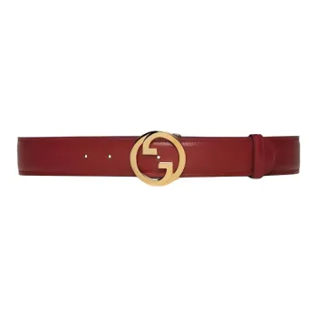 GUCCI Leather Belts Men's Dark Red 