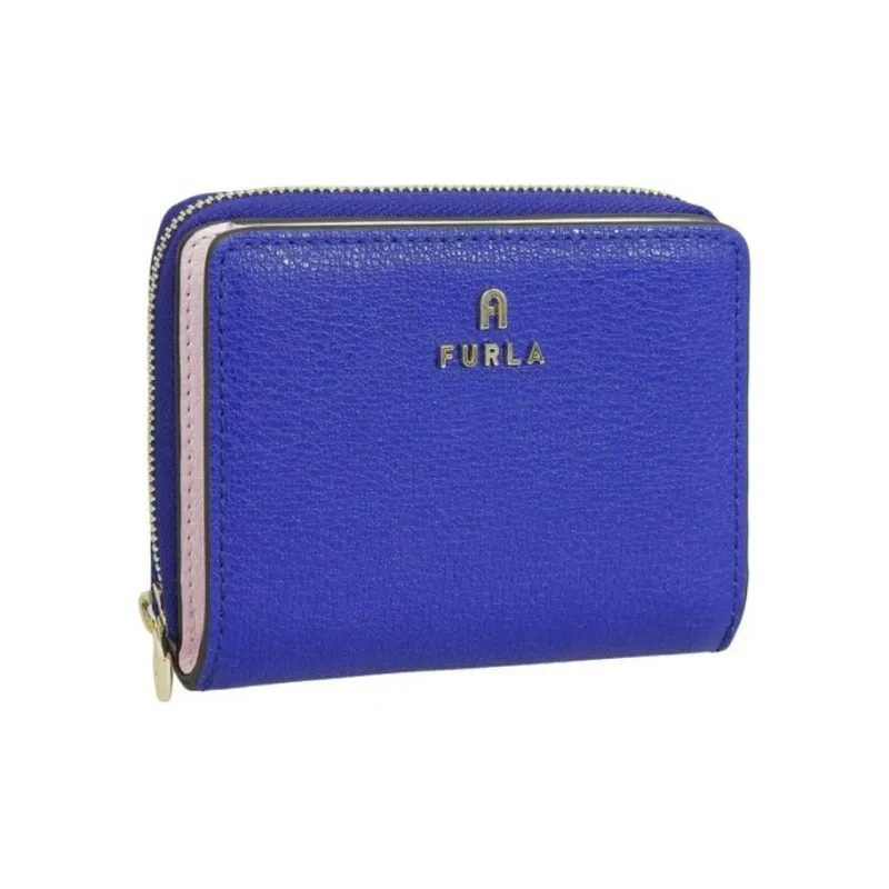 Furla Magnolia Leather Wallet Small Size Women's Blue & Pink-1