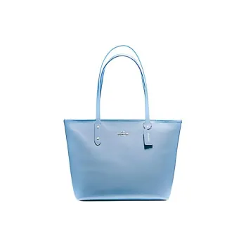 COACH City Zip Tote Cow Leather Tote Bag, Shopping Bag, Shoulder Bag Large Size Women's Lake Aqua Blue