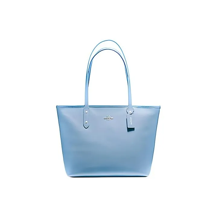 COACH City Zip Tote Cow Leather Tote Bag, Shopping Bag, Shoulder Bag Large Size Women's Lake Aqua Blue-0