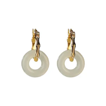 Royal Heaven's Choice Earrings Pale Greenish White Jade Unisex