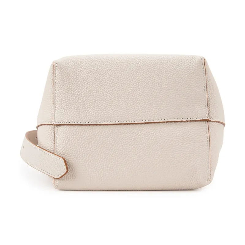VENOF Cow Leather Bucket Bags Shoulder Bags Medium Size Women's Elephant Gray/Freesia White-11