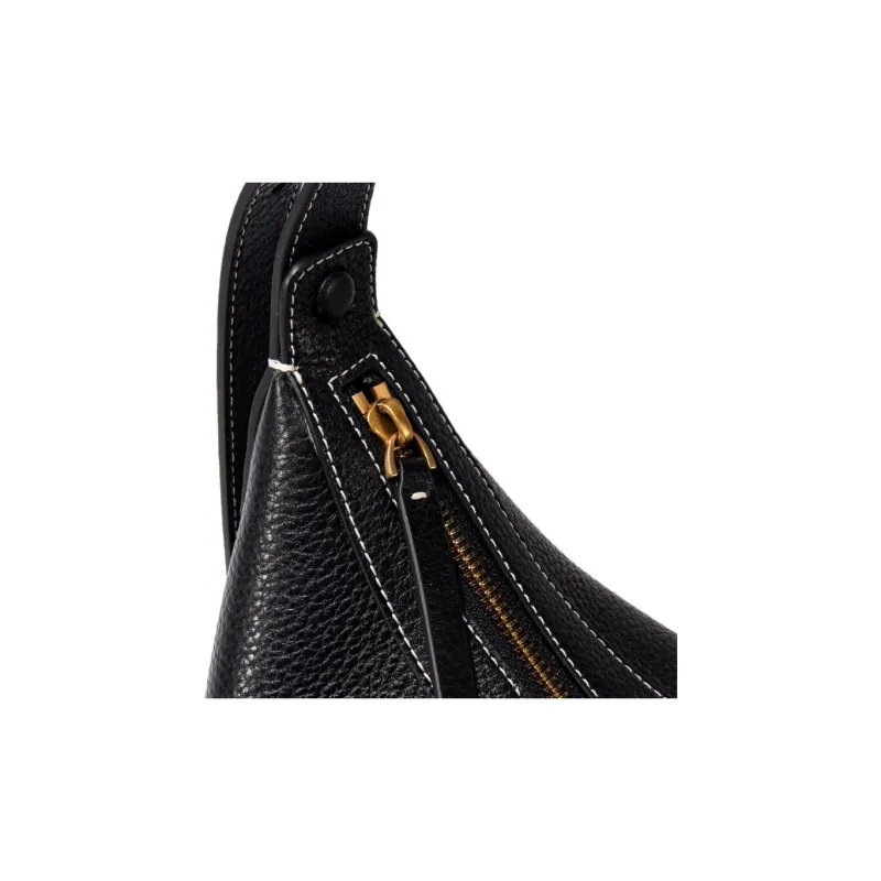 AQUASCUTUM Litchi Grain Cow Leather Shoulder Bag Medium Size Women's Black-4