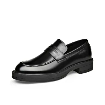 ST&SAT Fashion Genuine Leather Slip on Dress Shoes Soft Sole Men's Shoes