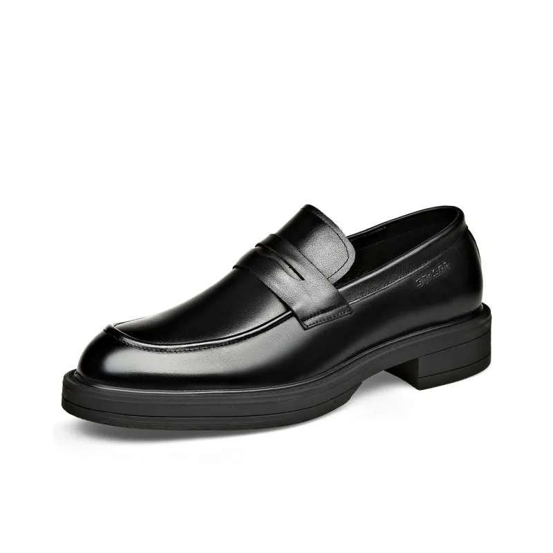 ST&SAT Fashion Genuine Leather Slip-on Dress Shoes Soft Sole Men's Shoes-0
