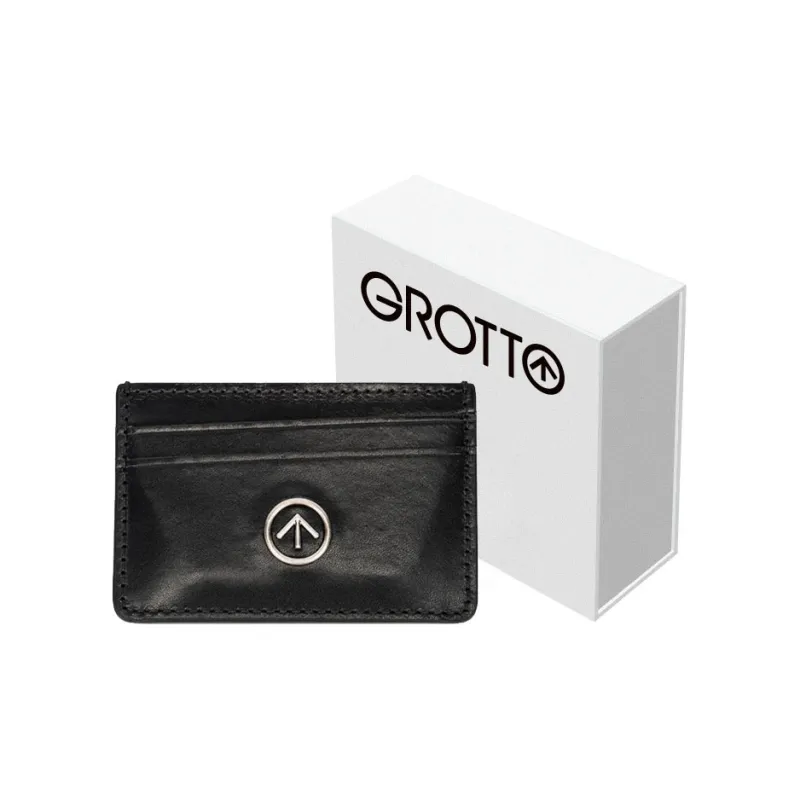 GROTTO Calfskin Genuine Leather Card Clip Card Holder Regular Unisex Olive Green-0