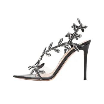 GIANVITO ROSSI Crystal Flavia Strap Sandals 10.5cm Women's Black