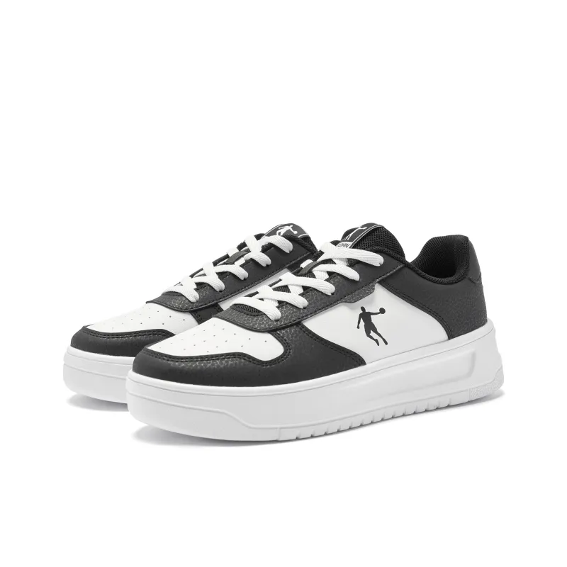 QIAODAN Anti-Slip And Wear-Resistant Breathable Low-Top Skateboard Shoes Women's White Black-3