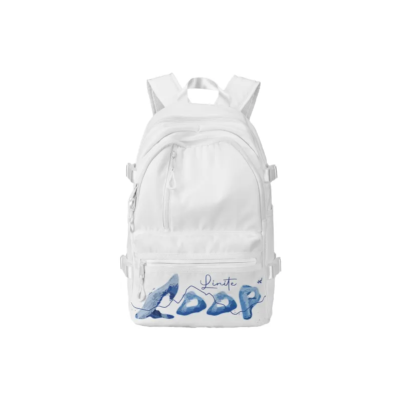 FINITE LOOP Recycled Material Student Backpack Unisex White-18