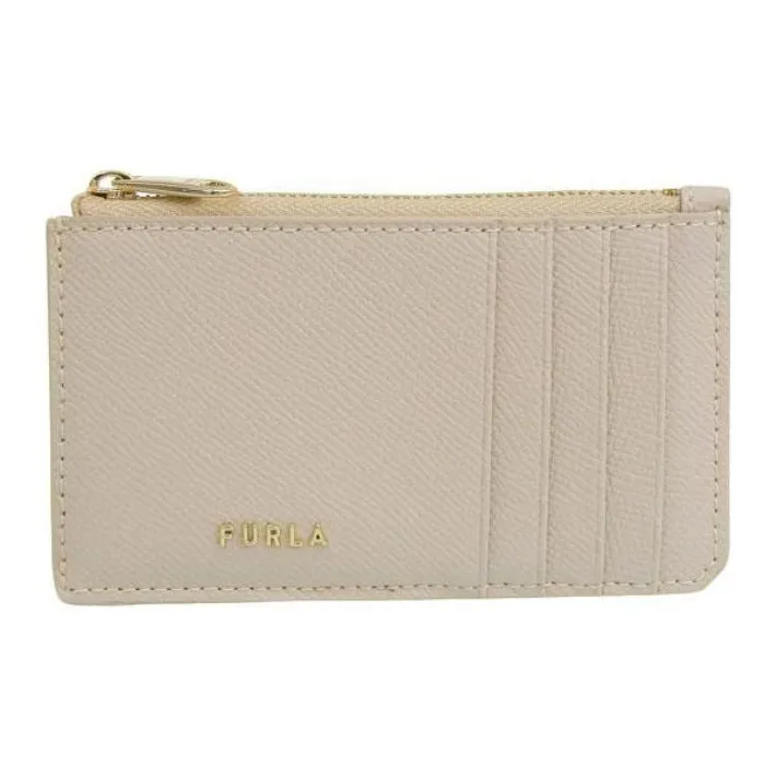 Furla Leather Card Holder Medium Size Women's Light Gray-0