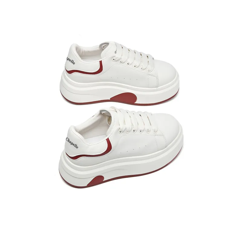 La Chapelle Anti-Slip Wear-Resistant Skateboard Shoes Women's Beige Red-3