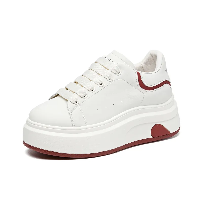 La Chapelle Anti-Slip Wear-Resistant Skateboard Shoes Women's Beige Red-1