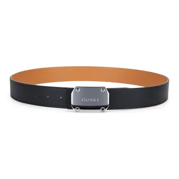 GUSKI Cow Leather Smooth Buckle Belt Men's Width  3.8cm Set Box
