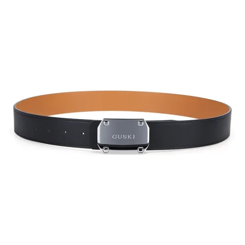 GUSKI Cow Leather Smooth Buckle Belt Men's Width  3.8cm Set Box