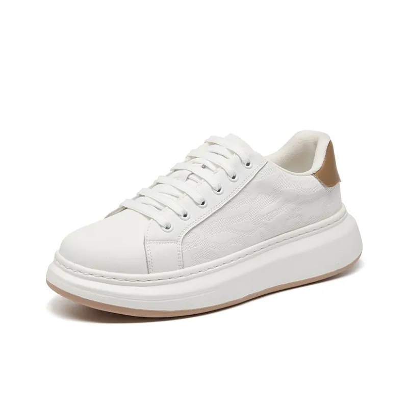 Haobin Cushioning Wear Resistant Low Top Skateboard Shoes Unisex White-1