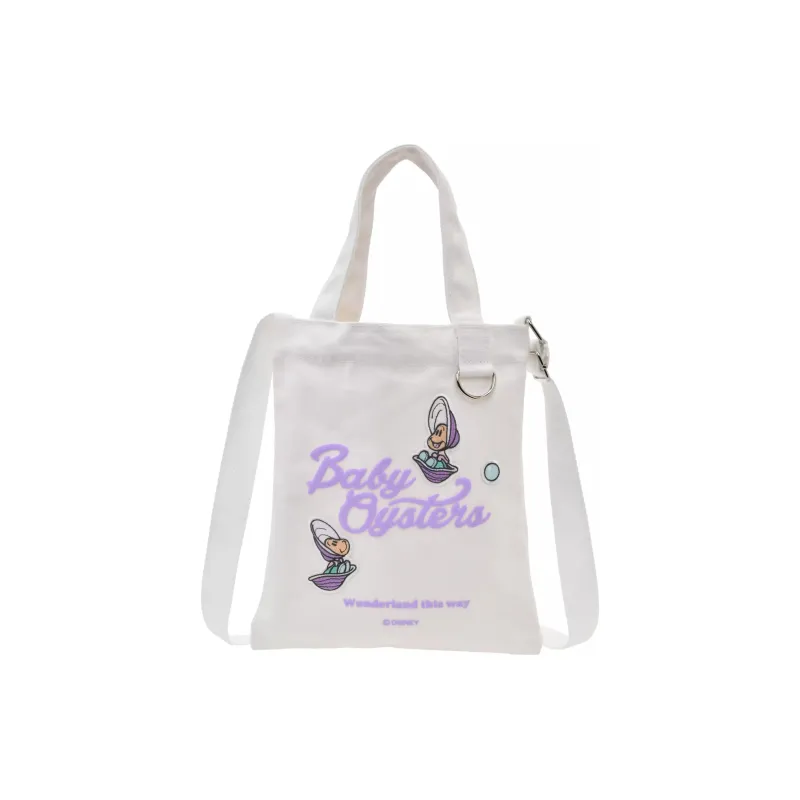 Disney Canvas Bag Tote Bag Shopping Bag Shoulder Bag Crossbody Bag Handbag Small Size Women's White & Purple-0