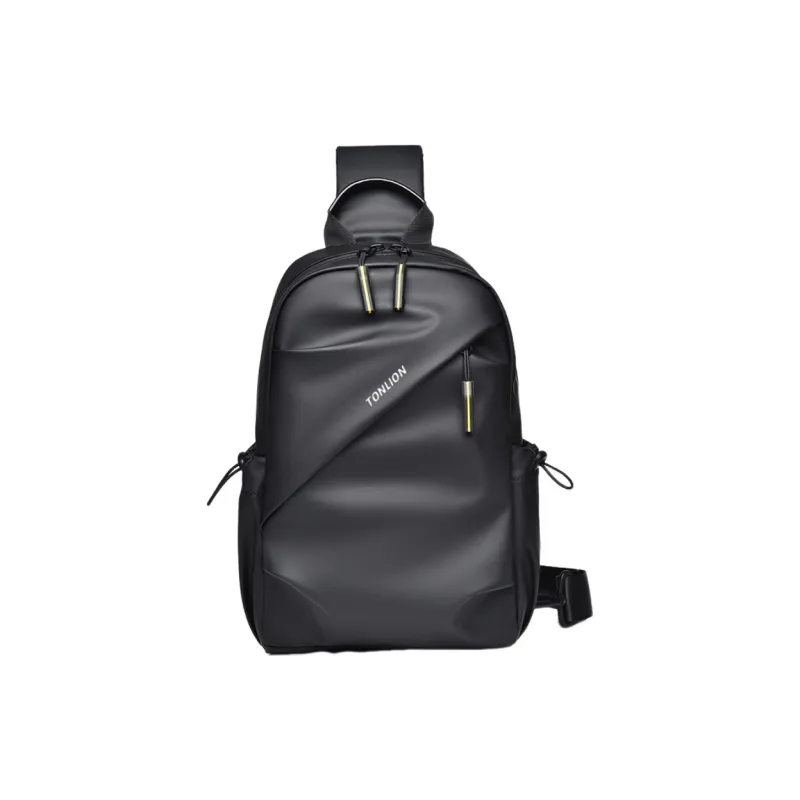 Tonlion Water Repellent Fabric Sling Bag Unisex Black-0